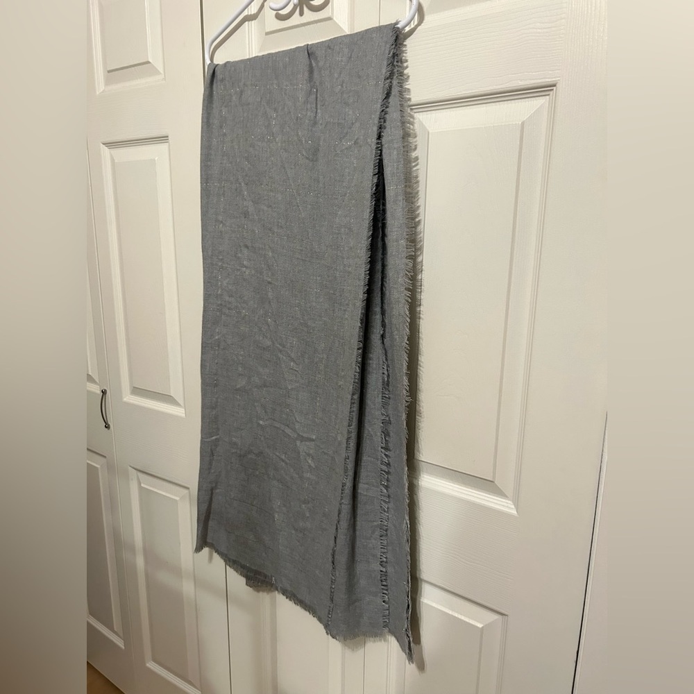 Blanket Scarf - Grey with Faint Gold Line Detailing